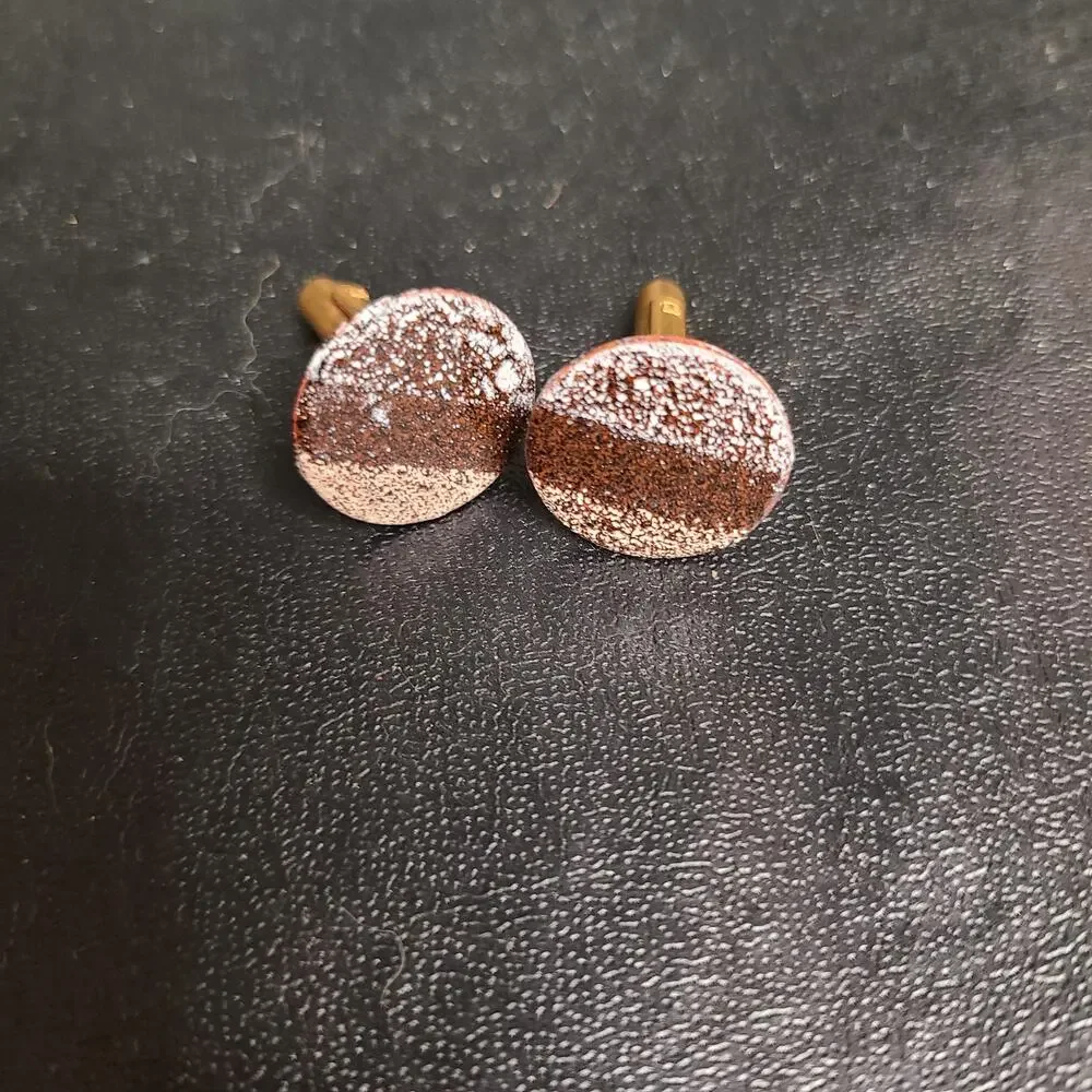 Vintage mid-century striped brown marbled resin cufflinks